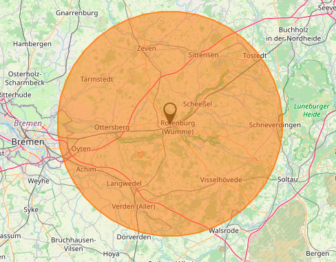 Entfernung für 30 min Rundflug