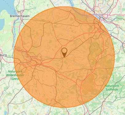 Entfernung für 60 min Rundflug